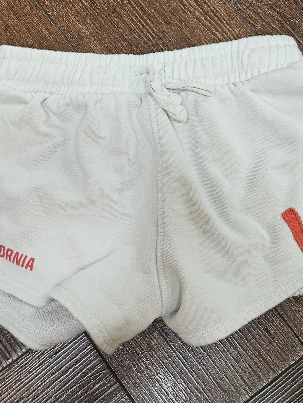 Zara White Athletic Drawstring Shorts with Coral Accent